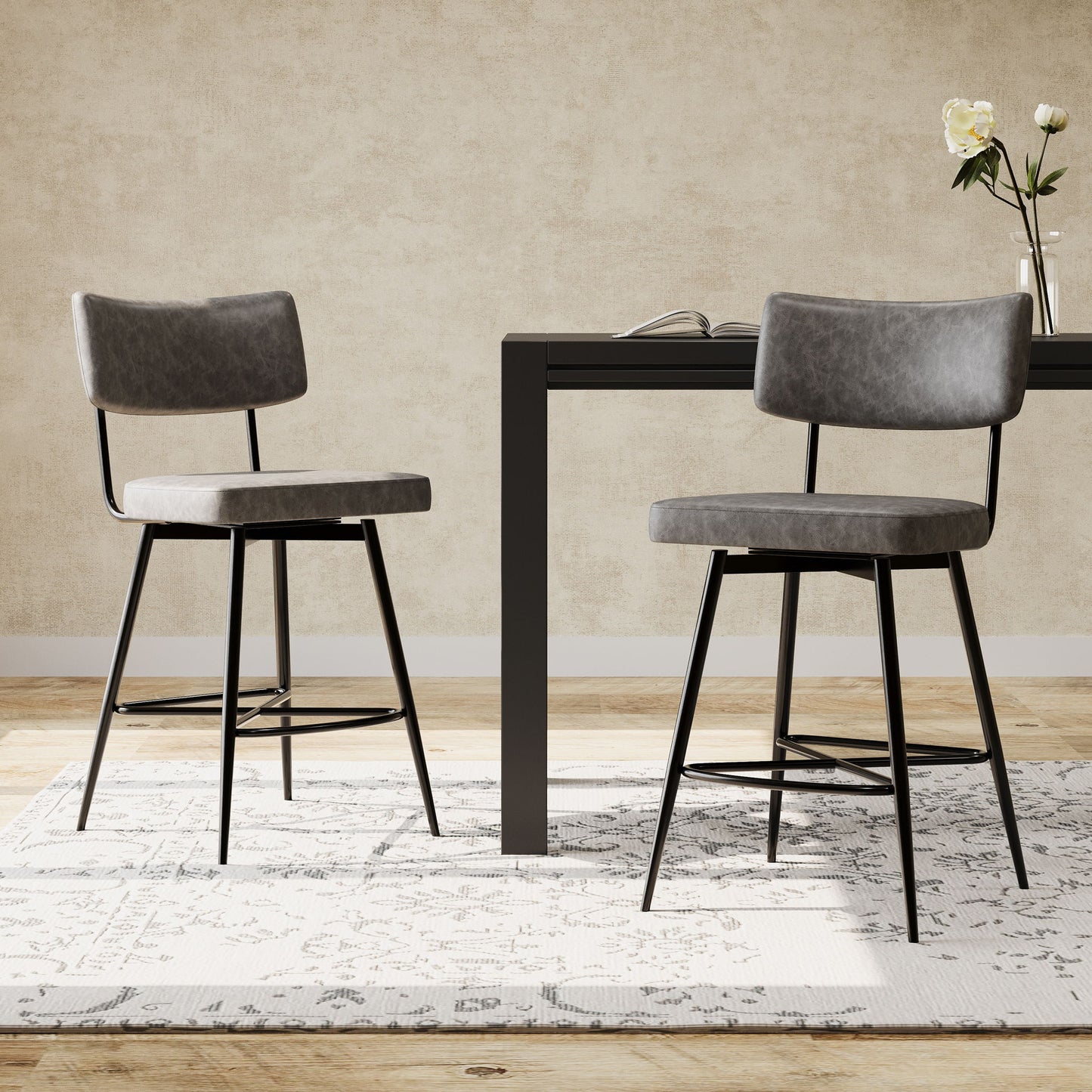 Retro Swivel Counter Stools (Set of 2) Noble House