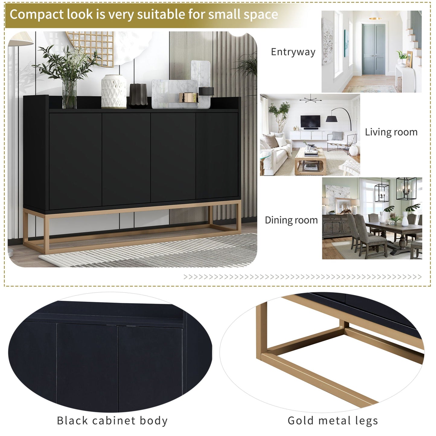 Modern Sideboard Elegant Buffet Cabinet With Large Storage Space For Dining Room, Entryway Hearth and Haven