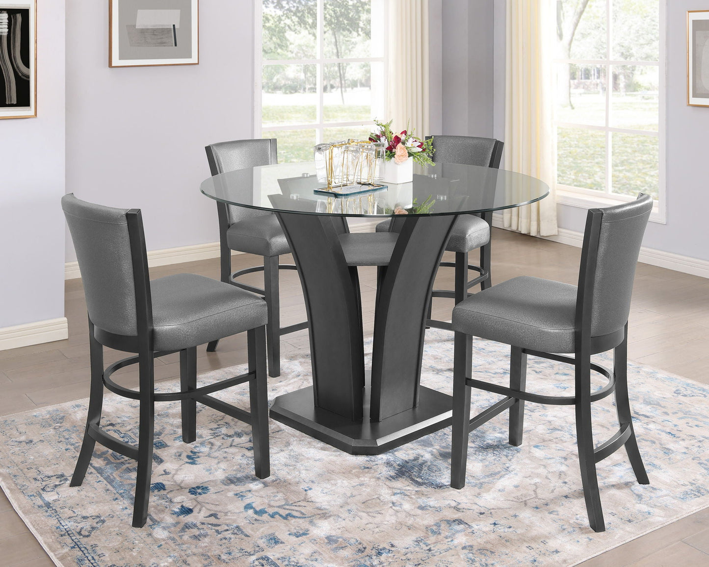 Camelia - Counter Height Table - Glass - Gray Crown Mark