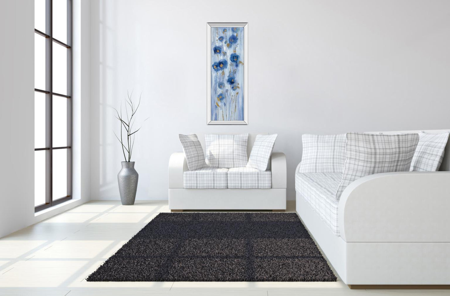 Seaside Flowers II By Silvia Vassileva - Mirrored Frame Wall Art - Blue - Snoozhouse