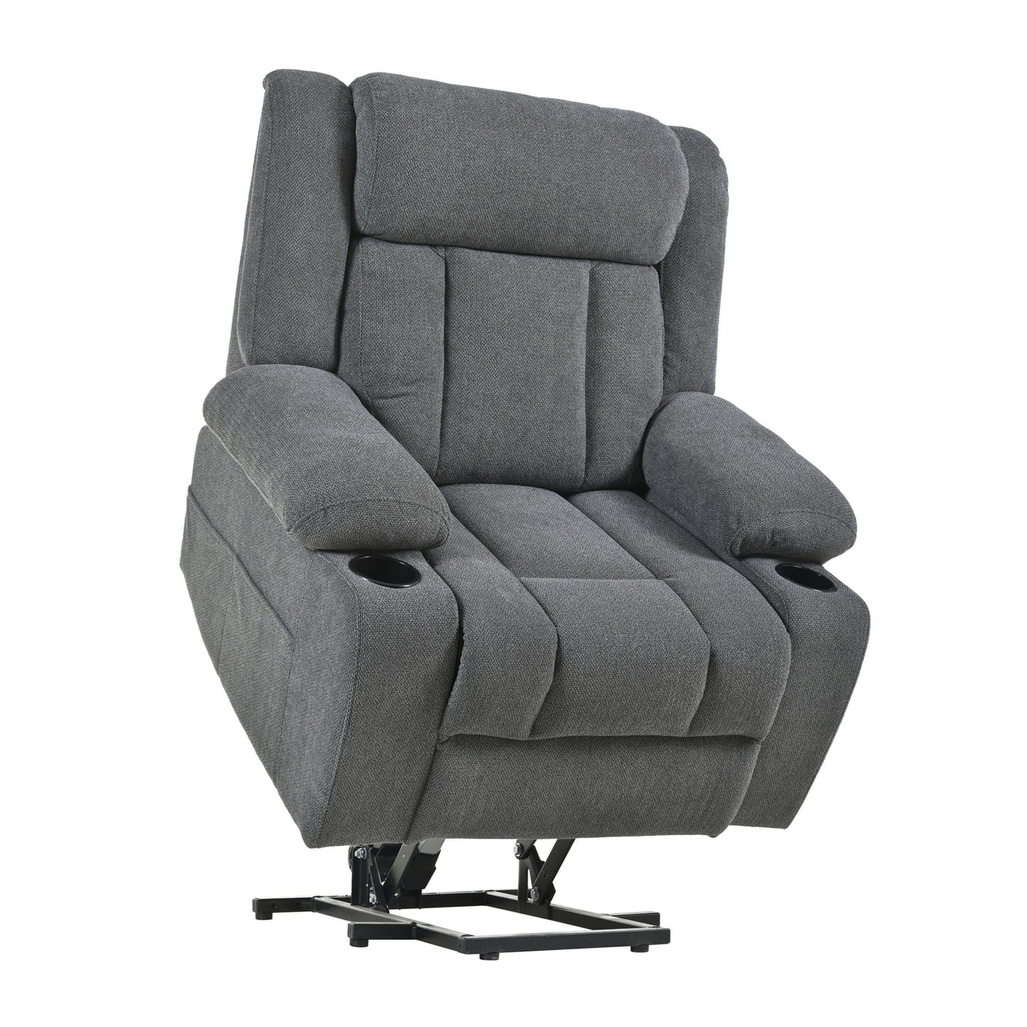 Power Lift Recliner Chair With Extended Footrest, Remote Control, Cup Holders, And Side Pockets Home Essentials