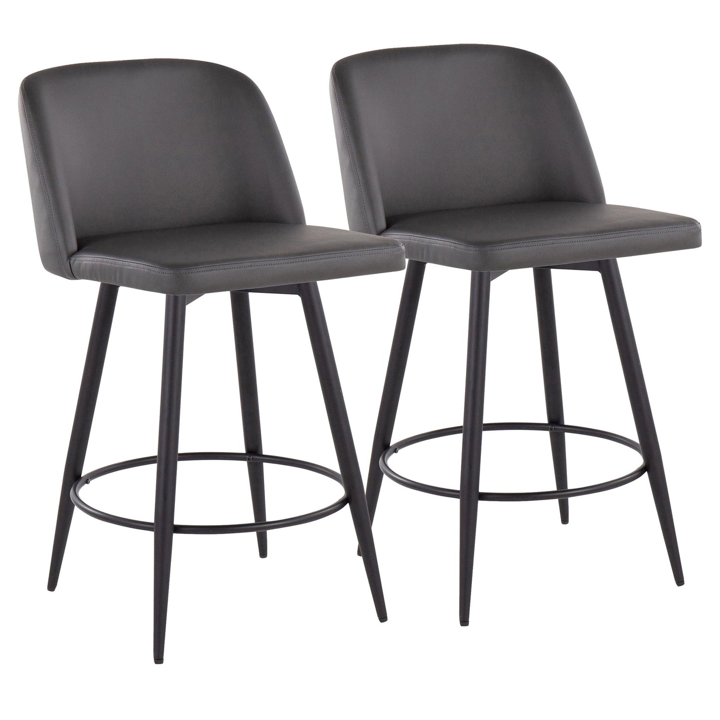 Toriano - Contemporary Fixed-Height, Counter Stool With Swivel With Round Footrest (Set of 2) Lumi Source