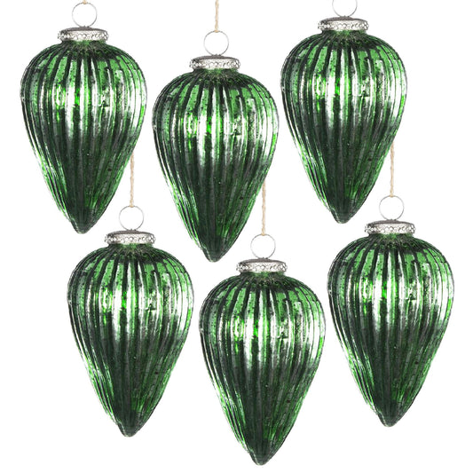 Tear Drop Ornament, Glass Decorative Hanging Christmas Tree Ornaments For Holiday Party Decorations (Set of 6) - Green Daily Nest