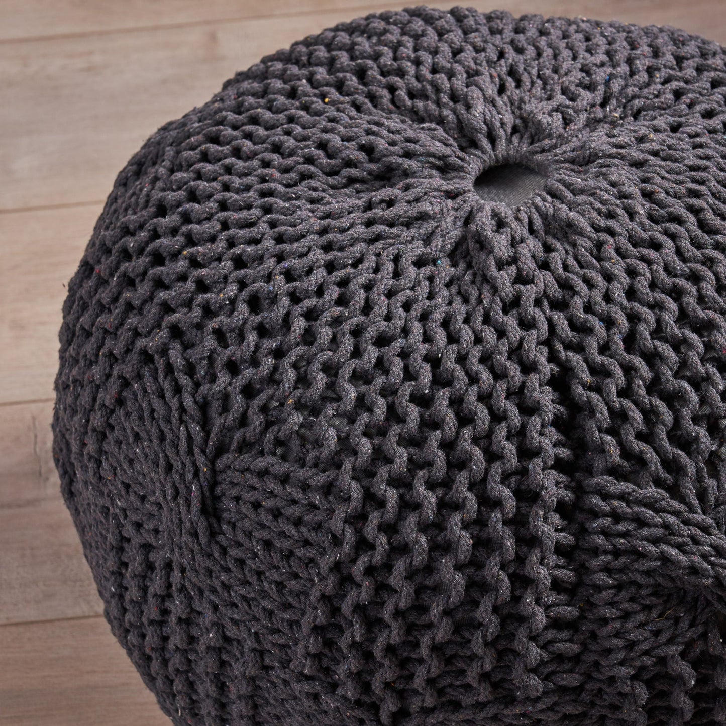 Bordeaux - Knitted Cotton Round Pouf Home Essentials