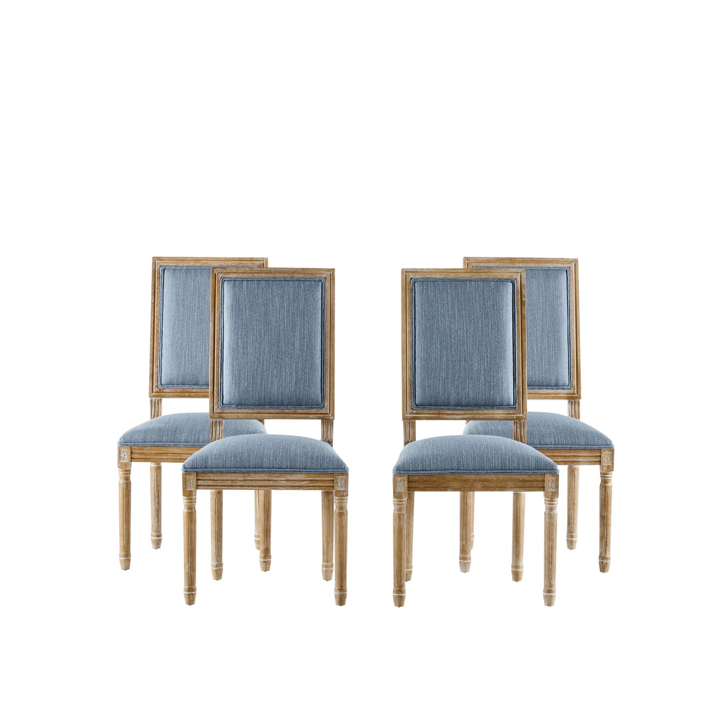 French Country Style Dining Chair With Upholstered Seating And Fluted Legs Noble House