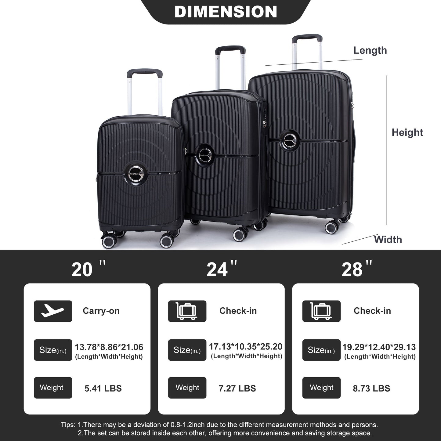 Expandable Hardshell Suitcase Double Spinner Wheels Luggage Sets Daily Nest
