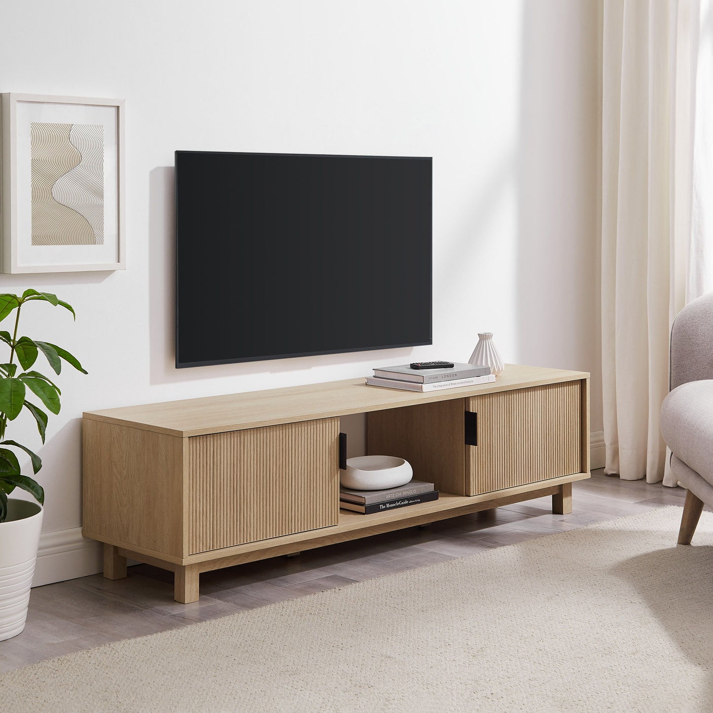 Modern Fluted Door Minimalist TV Stand Walker Edison