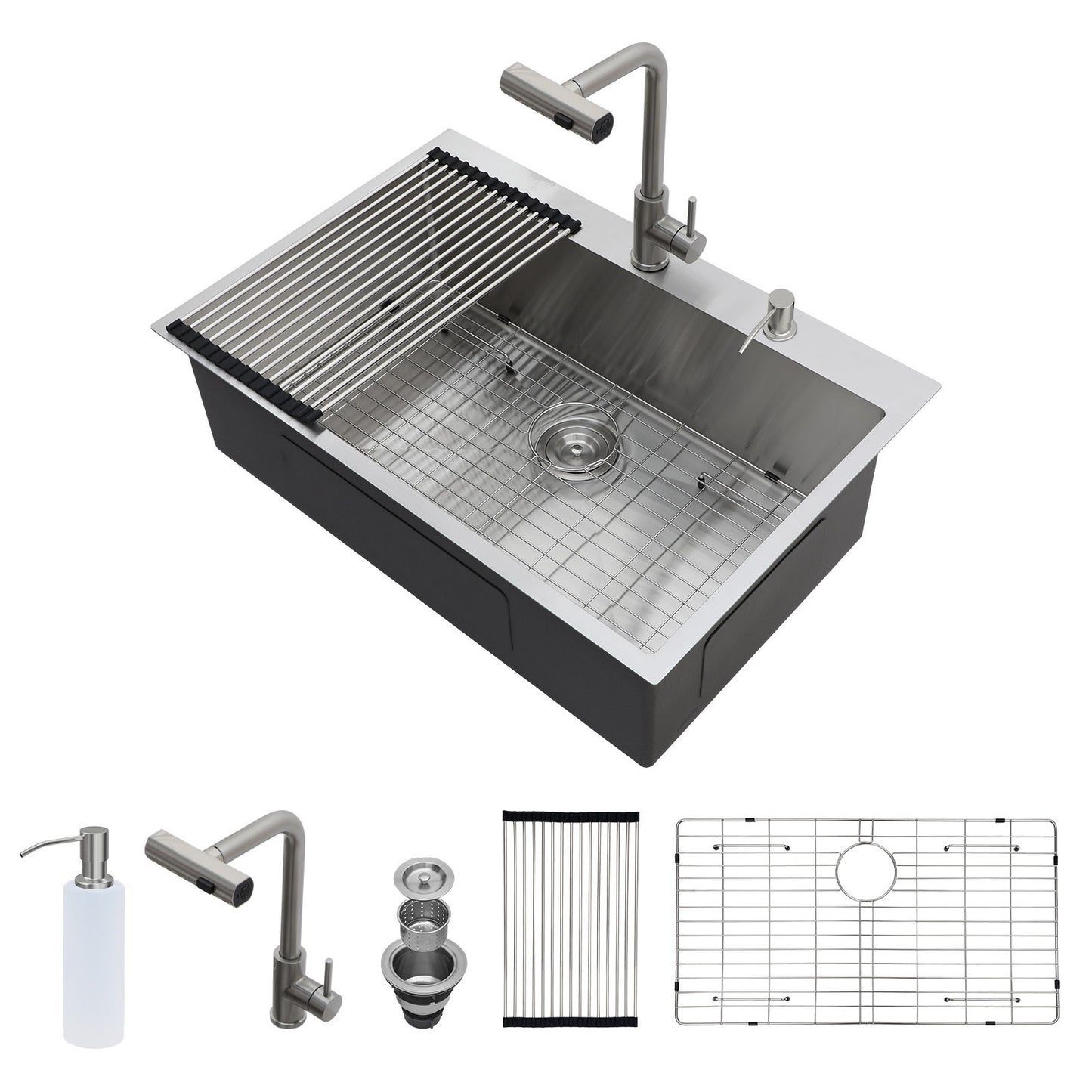 Drop In Kitchen Sink With Pull Down Faucet And Soap Dispenser Daily Nest