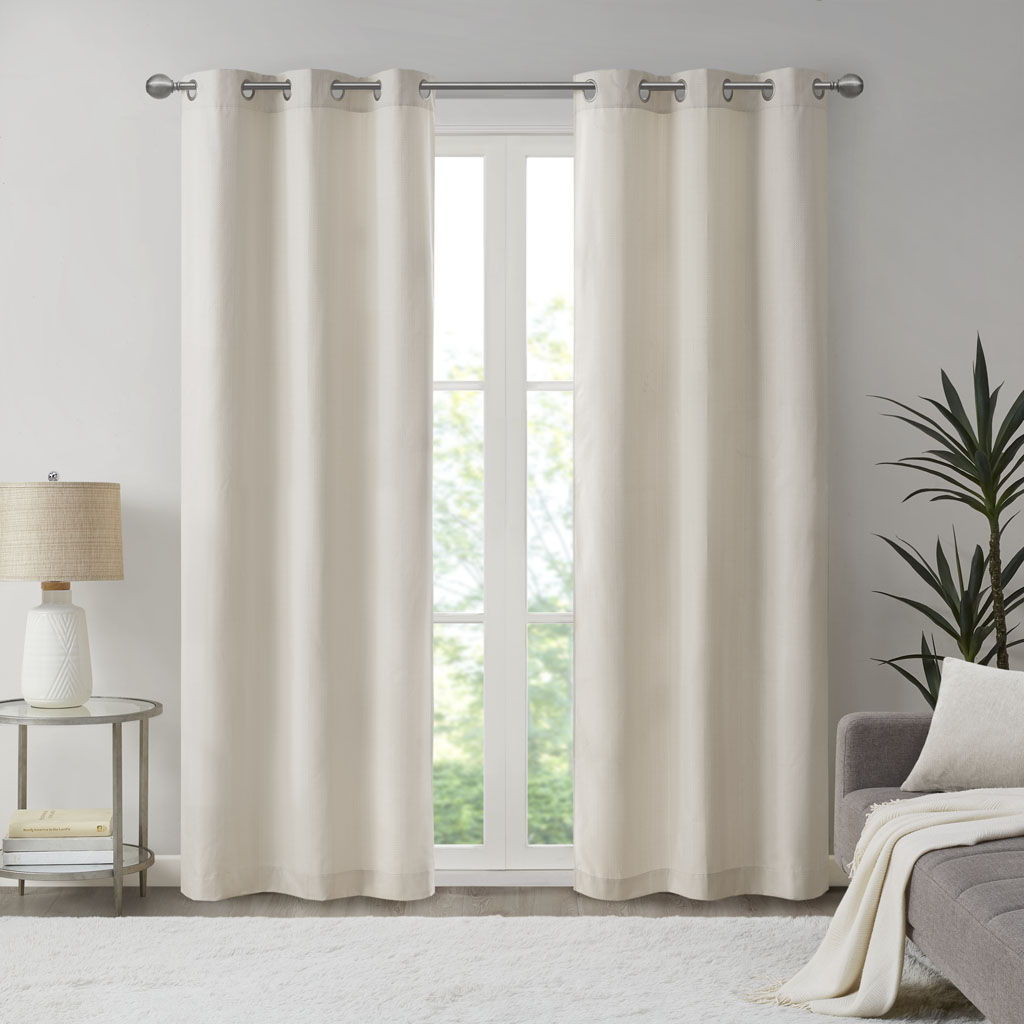 Galen - Basketweave Room Darkening Window Panel Pair - Ivory Madison Park