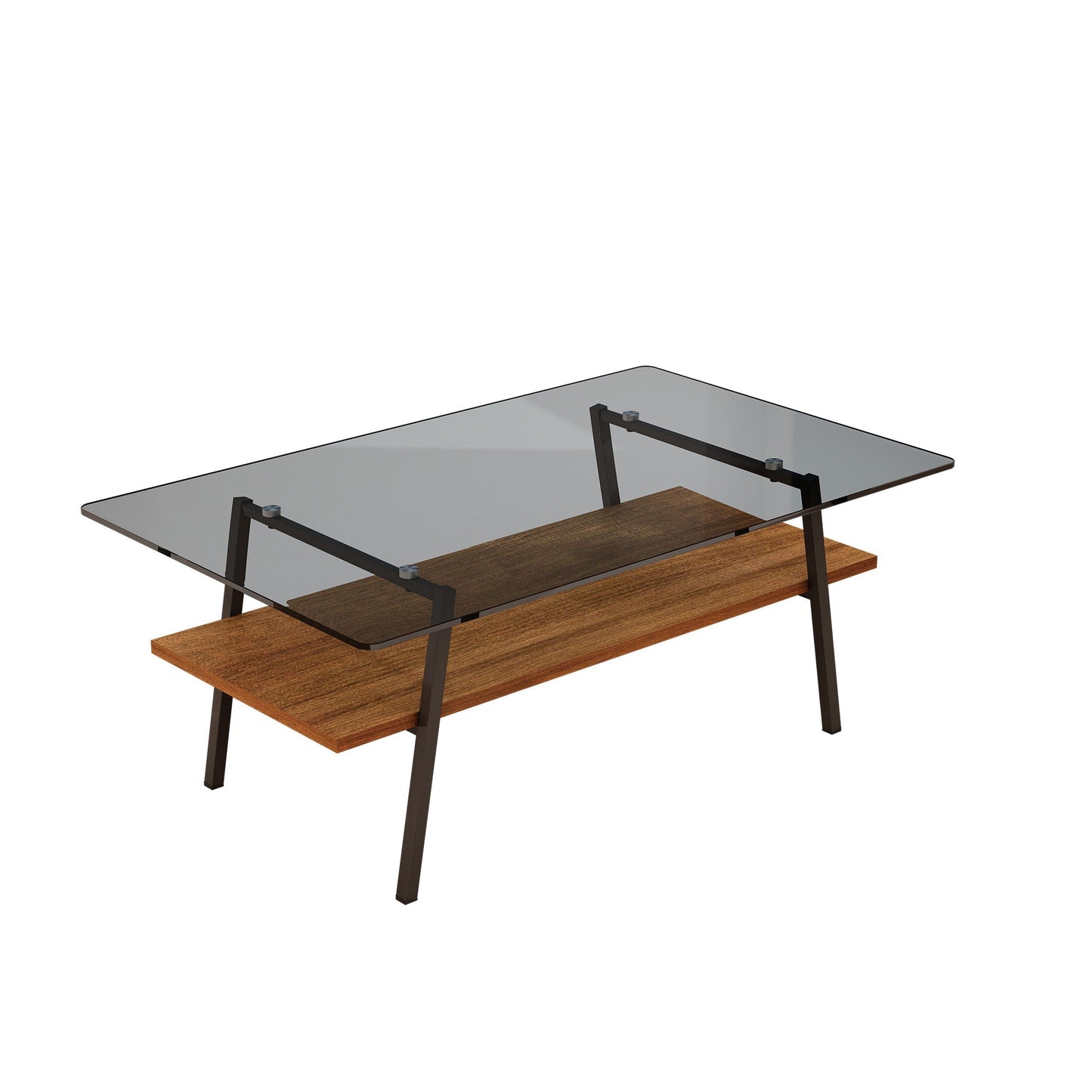 Rectangle Coffee Table, Tempered Glass Tabletop With Metal Legs Home Essentials