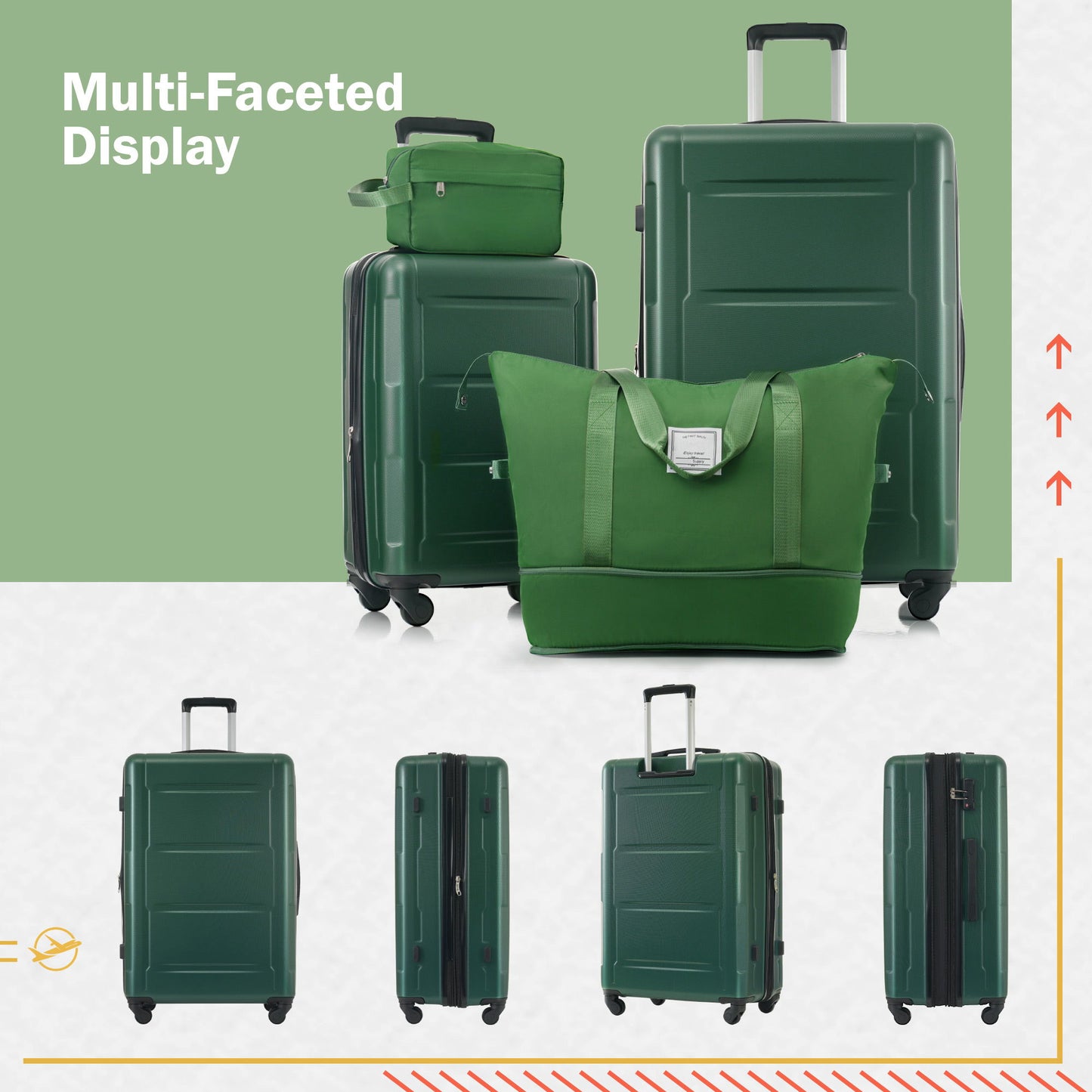 2 Piece Luggage Set With Bags Expanable Spinner Wheels ABS Lightweight Suitcase With Tsa Lock 20" / 24" Daily Nest