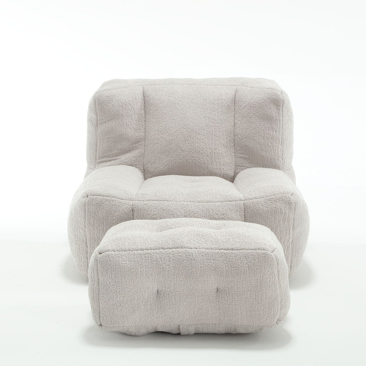 Modern Indoor Fluffy Bean Bag Chair With Memory Foam And Ottoman, Super Soft Home Essentials