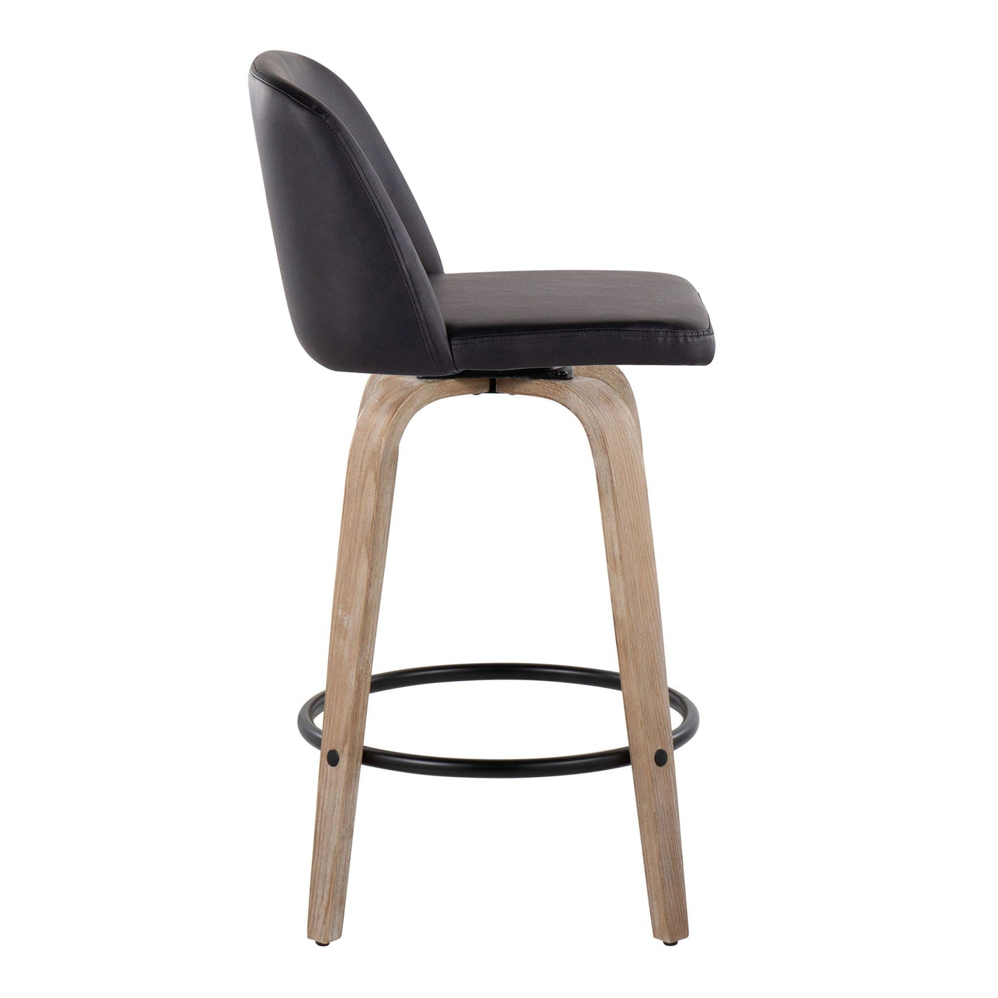 Toriano - Contemporary Fixed-Height Counter Stool & Swivel With Round Footrest (Set of 2) Lumi Source