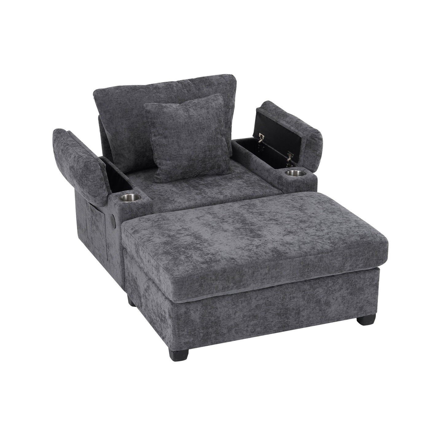 Modern Oversized Chair With Ottoman, Cupholders And USB Charging Ports Home Essentials