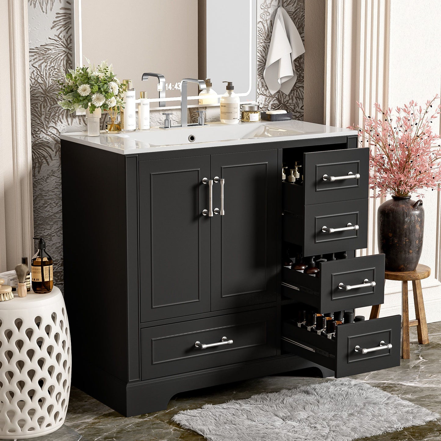 Traditional Bathroom Vanity With Soft Close Doors And Drawers Hearth and Haven
