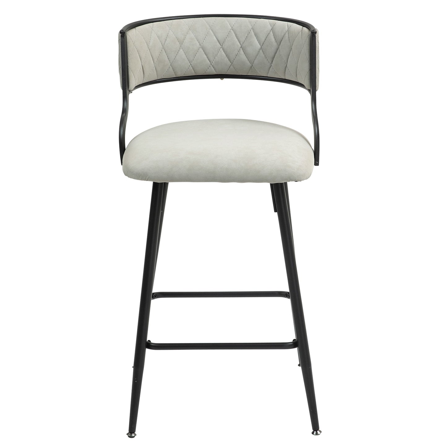 Counter Height Bar Stools With Powder Coating Base And Footrest (Set of 2) - Beige Home Essentials