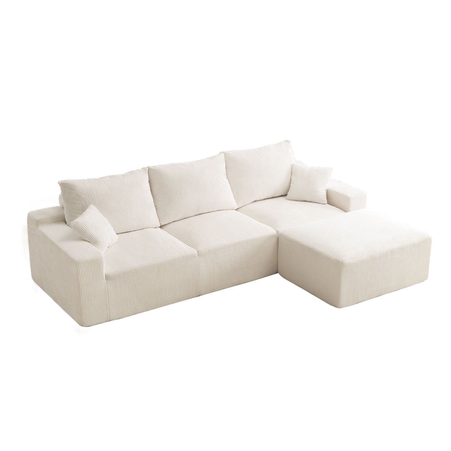 L Shaped Sectional Sofa, Full Compression 3 Seater Cloud Couch With Chaise - Snoozhouse