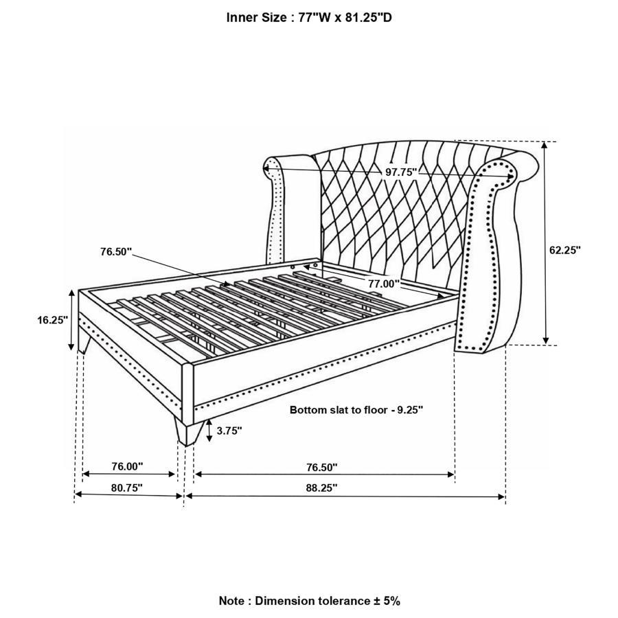 Barzini - Upholstered Wingback Bed CoasterElevations