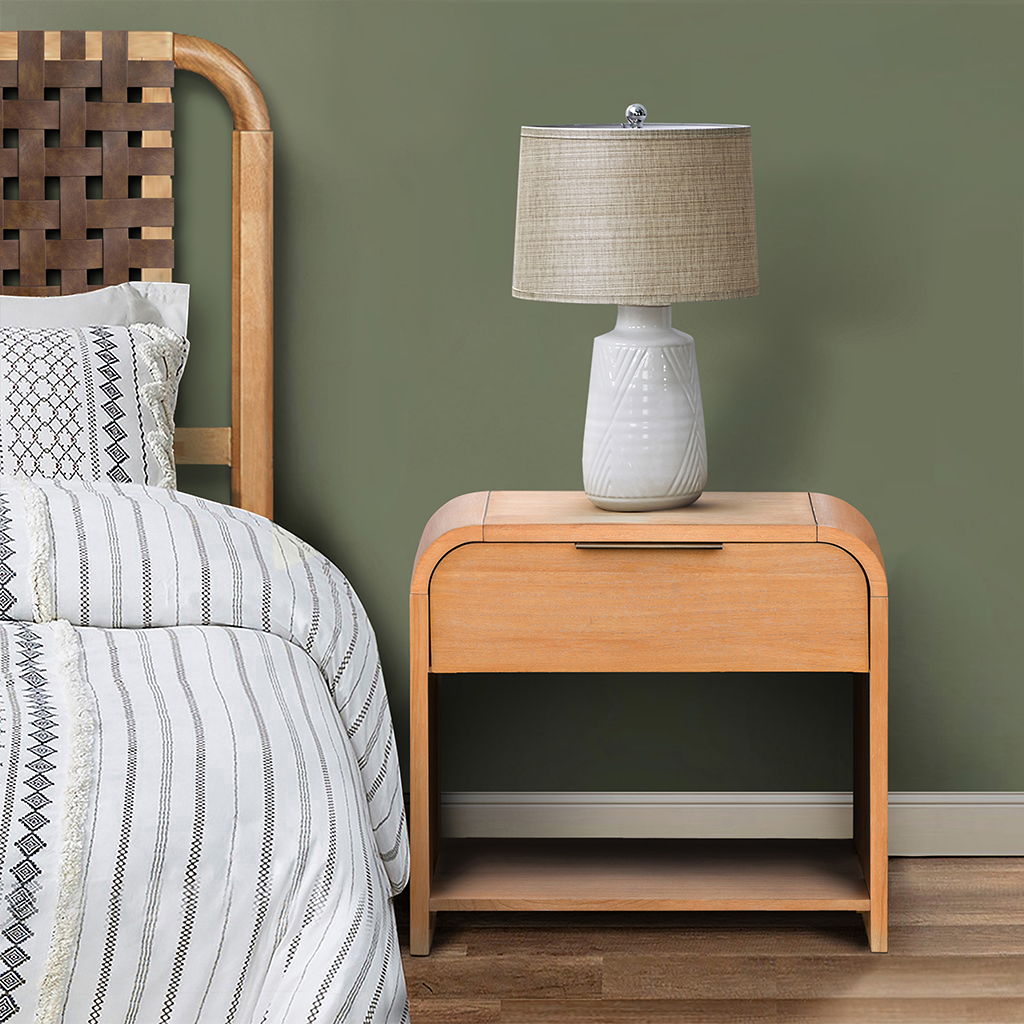 Jameson - Modern One Drawer Waterfall Nightstand - Natural INK+IVY
