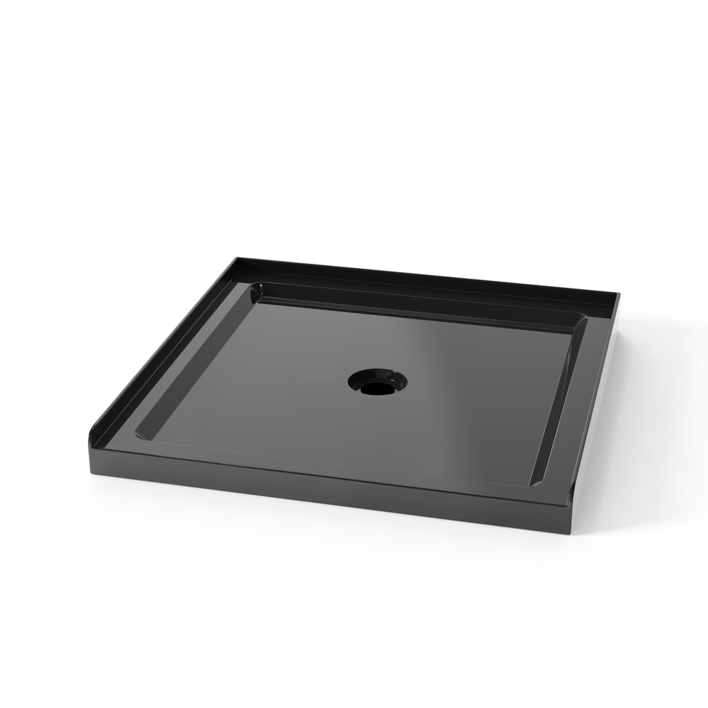 Shower Base, Anti Slip Center Drain Single Threshold - Black Daily Nest