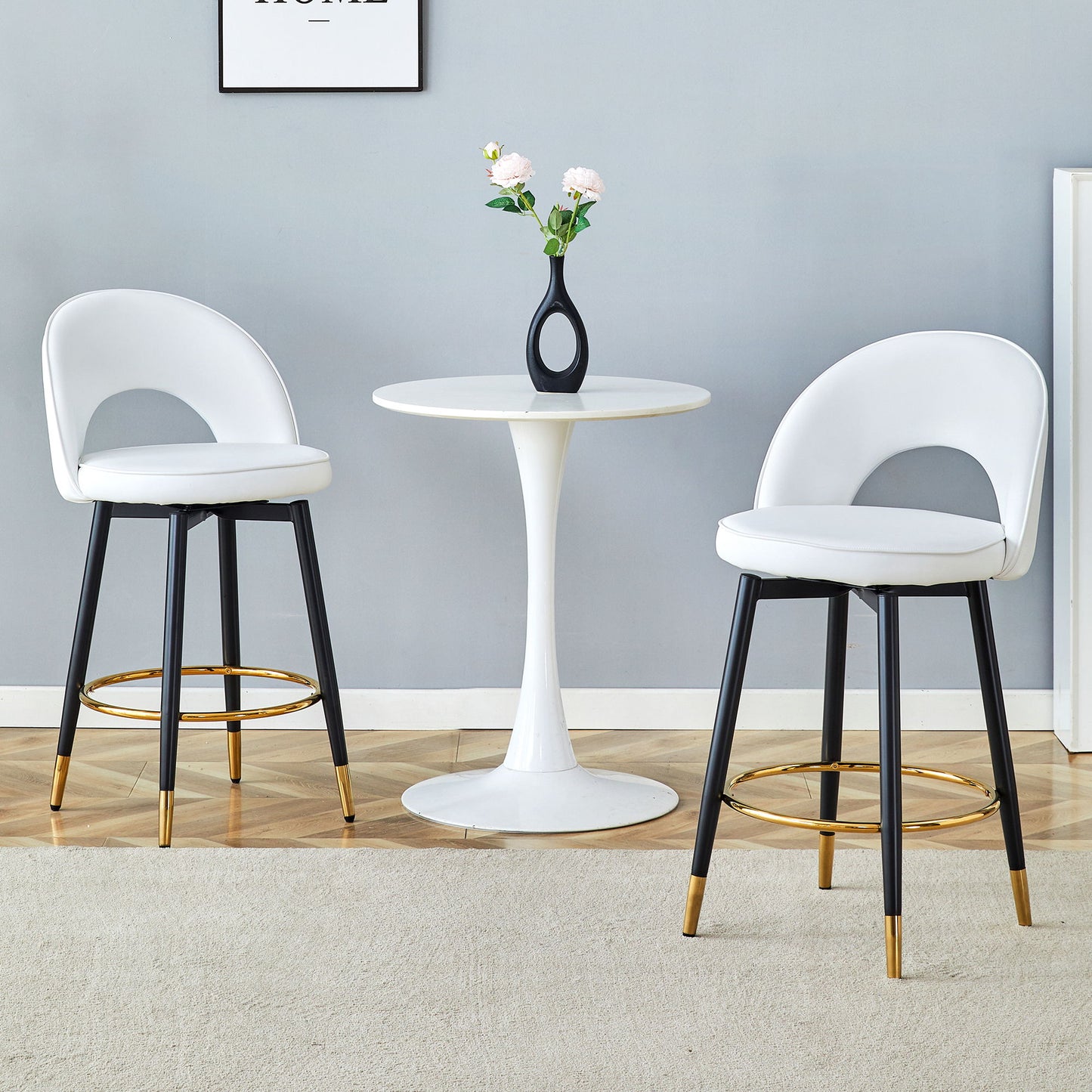 Upholstered Rotatable Bar Chair With Metal Legs For Dining Room Home Essentials