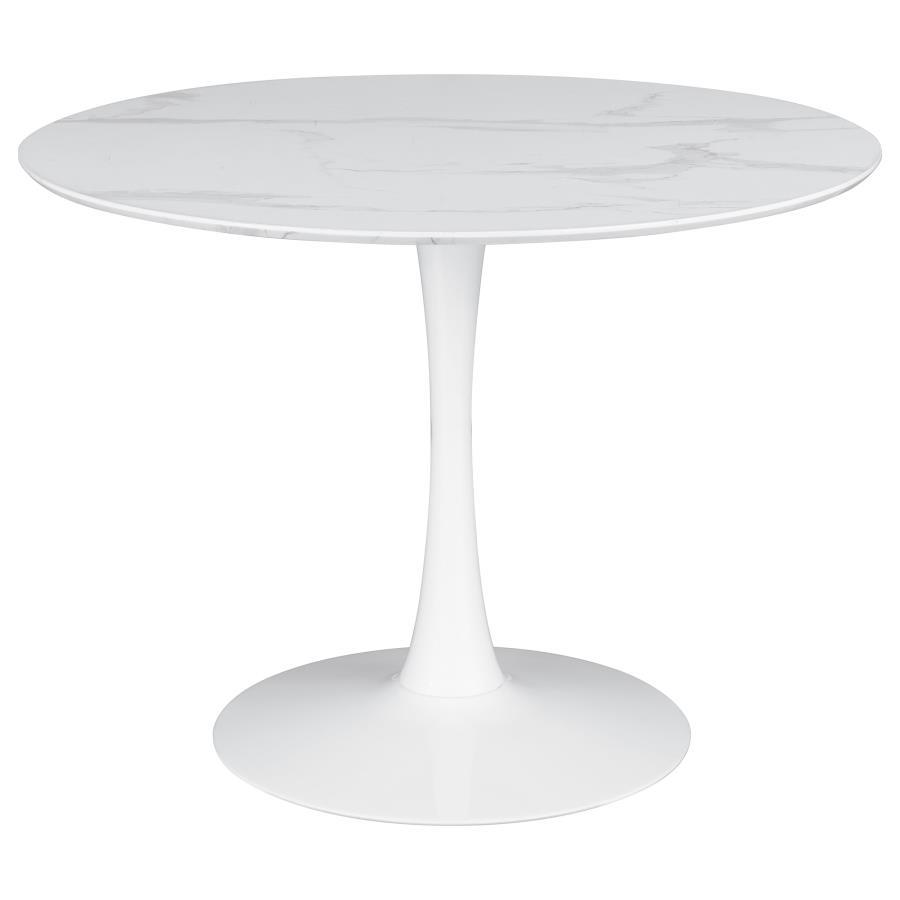 Arkell - Round Faux Marble Top Dining Table CoasterEveryday