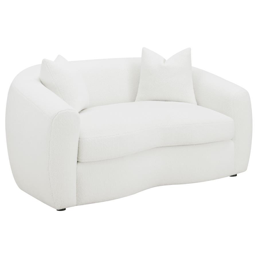 Isabella - Faux Sheepskin Upholstered Loveseat Natural - Ivory CoasterElevations