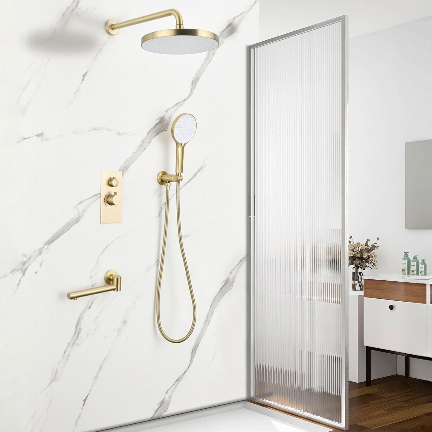 10" Shower System Set With Control Valve And Overhead Shower Daily Nest