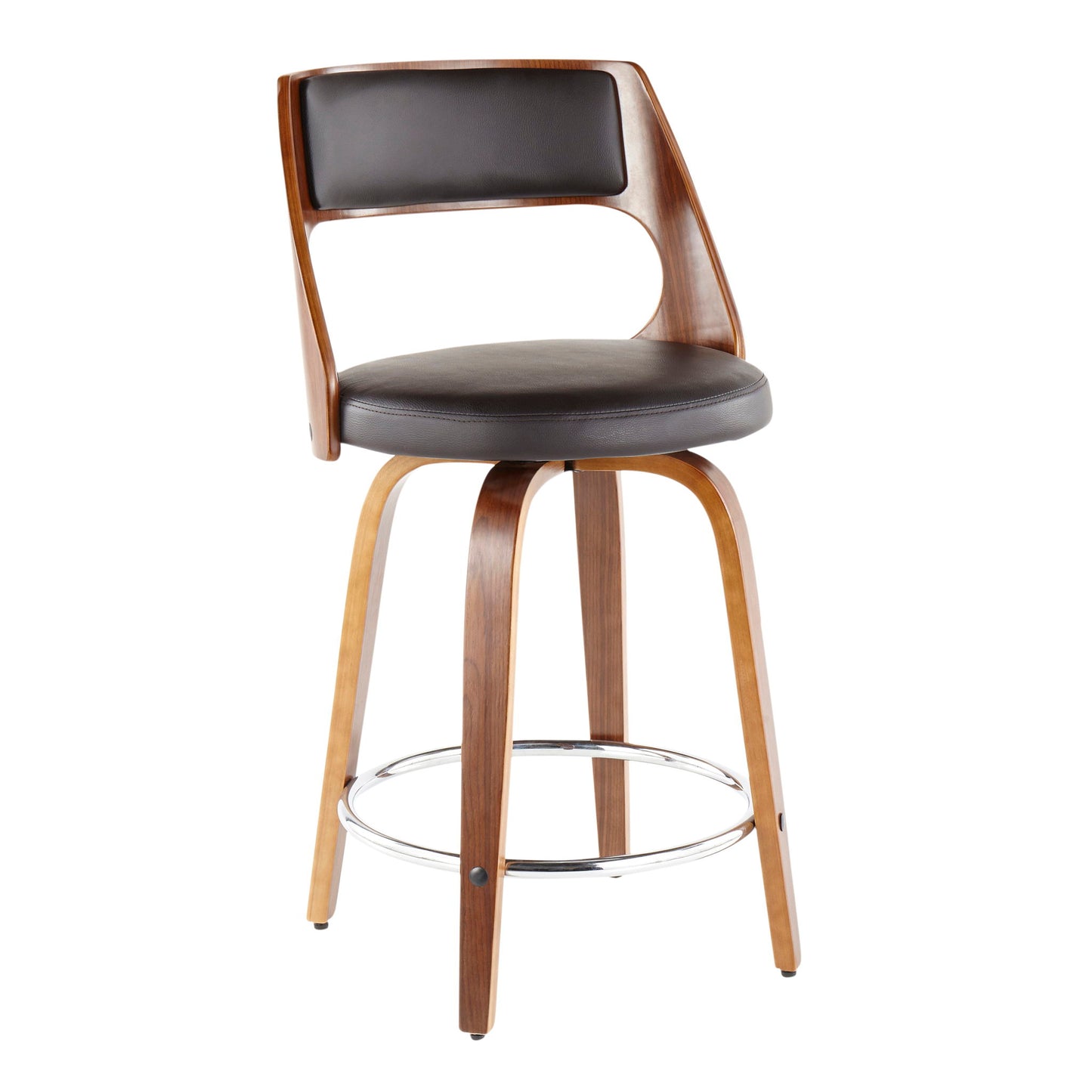 Cecina - Mid-Century Modern Fixed Height Counter Stool With Swivel And Round Footrest (Set of 2) Lumi Source