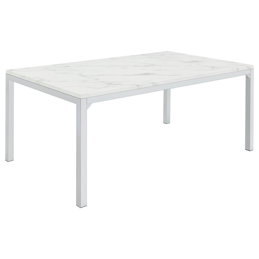 Athena - Rectangular Faux Marble Dining Table - Chrome CoasterEveryday