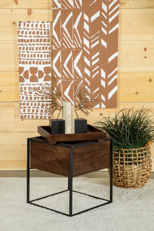 Ondrej - Square Accent Side Table Removable Tray - Dark Brown CoasterEssence