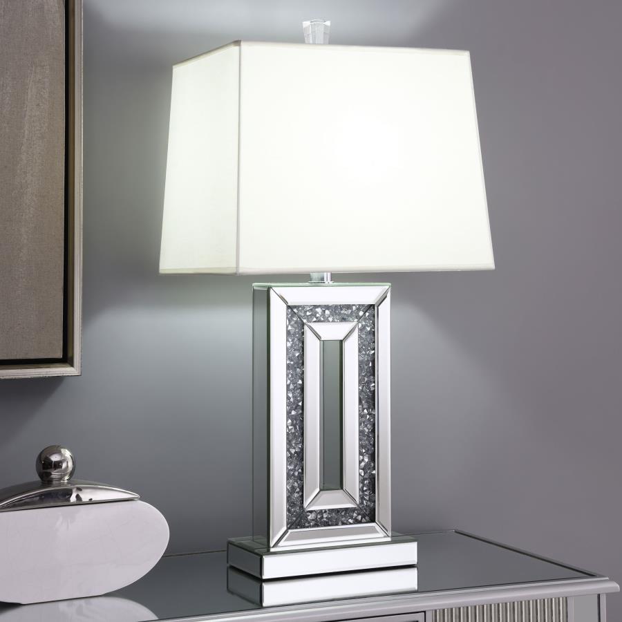 Ayelet - Tapered Shade Mirrored Table Lamp - Silver CoasterElevations