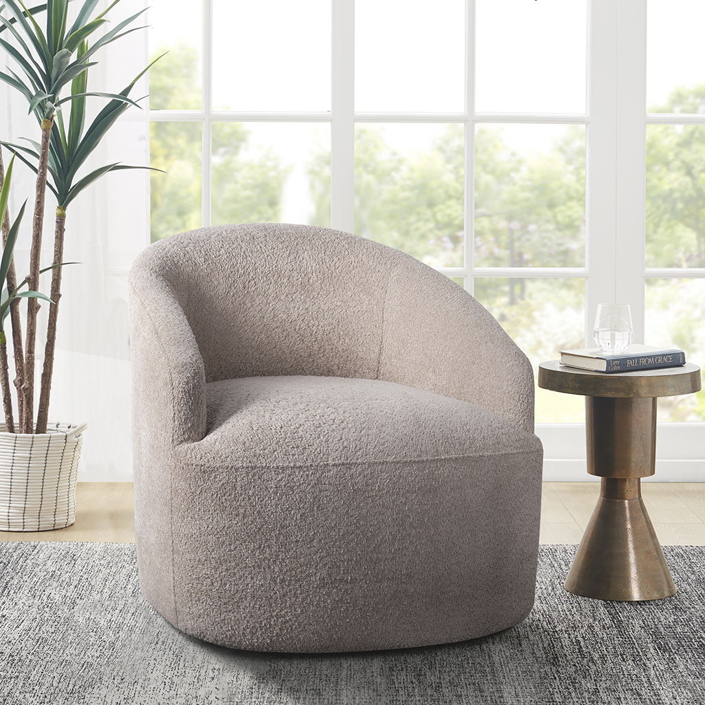 Bonn - Upholstered 360 Degree Swivel Chair - Beige INK+IVY