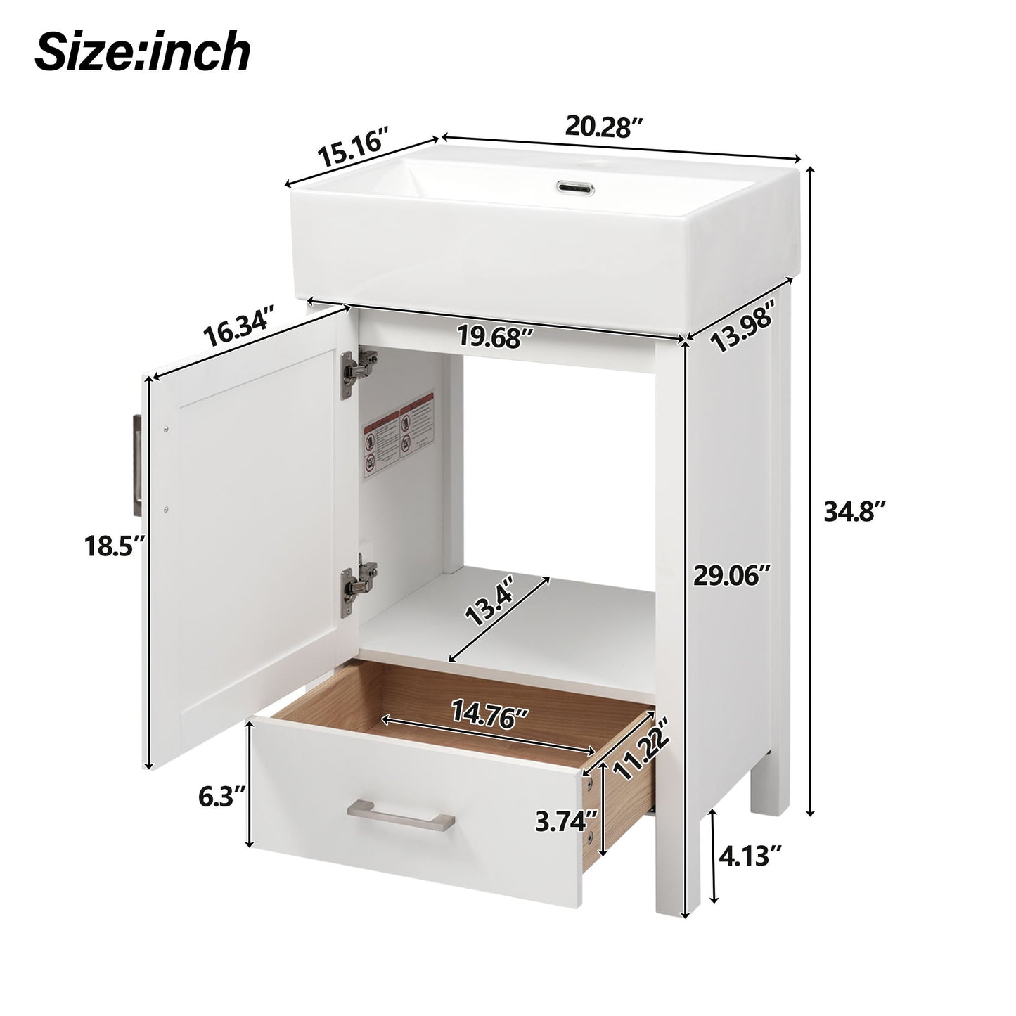 Bathroom Vanity With Sink, Frame And Drawer Hearth and Haven
