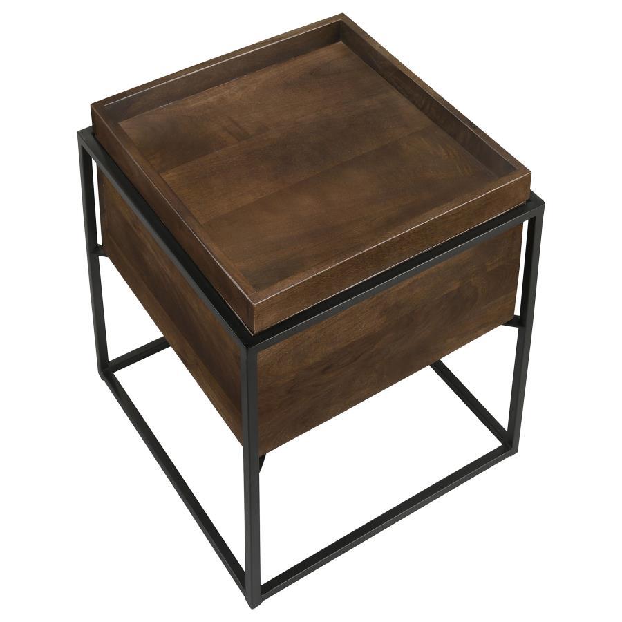 Ondrej - Square Accent Side Table Removable Tray - Dark Brown CoasterEssence