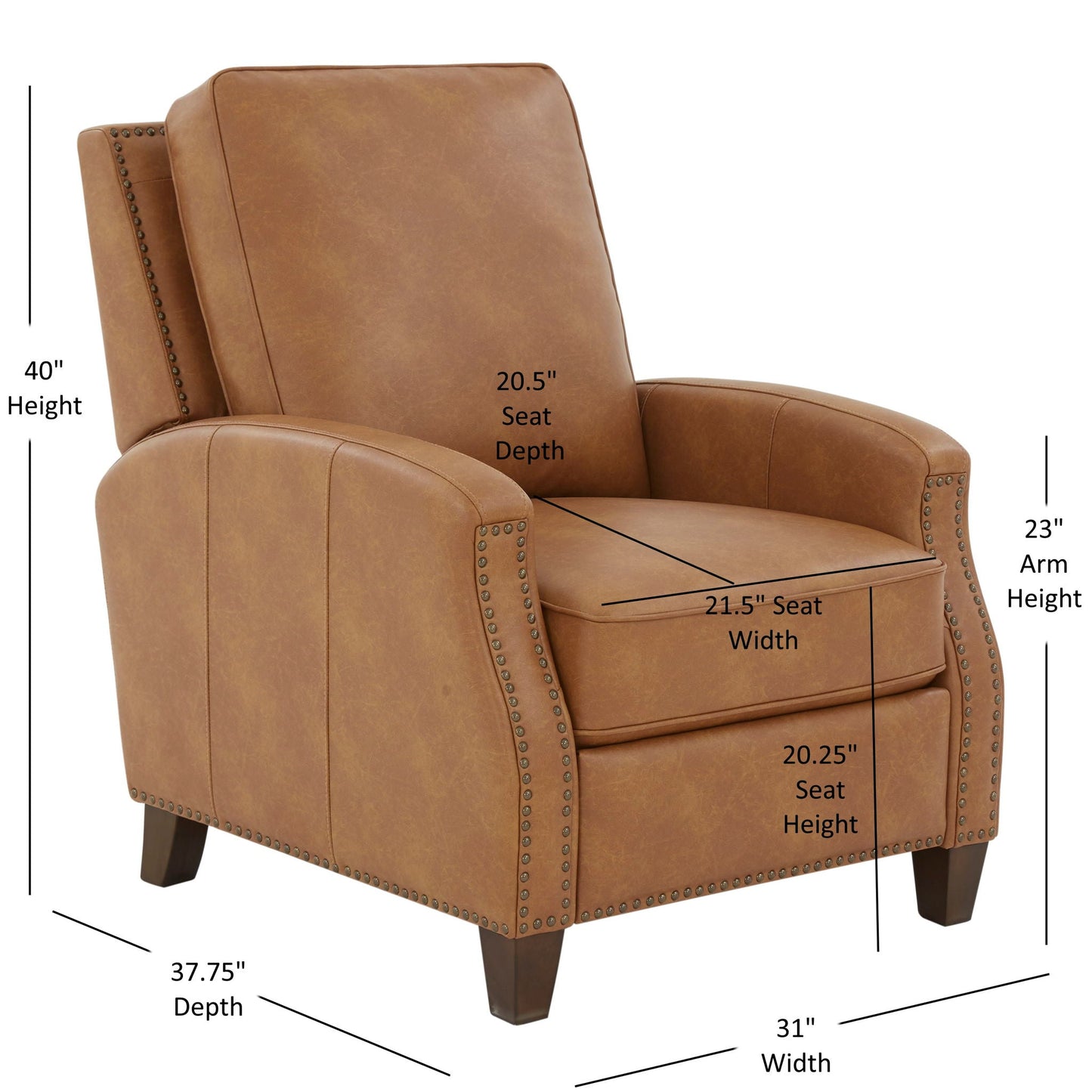 Jack - Push Back Recliner With Track Arms And Nailhead Accents Home Essentials