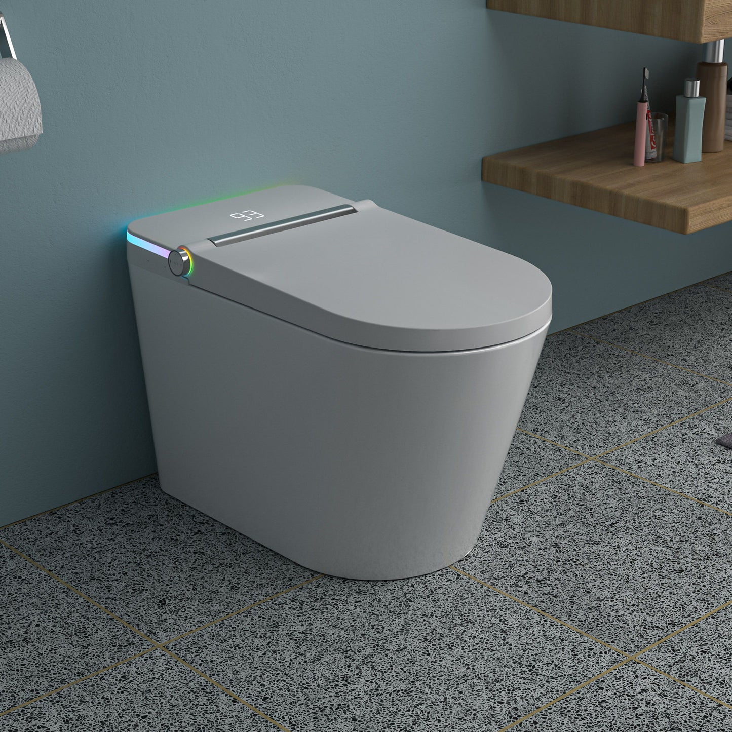 Smart Toilet With Bidet Built In, Auto Open & Close, Elongated Heated Seat, Foot Sensor Flush, LED Display, Warm Water Wash - White Daily Nest