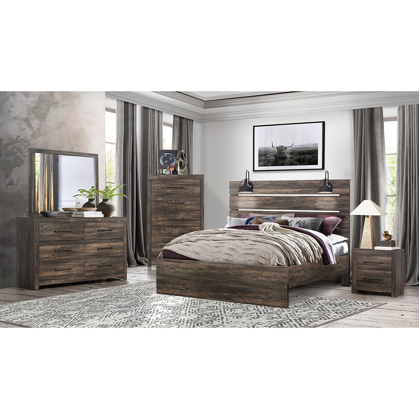 Monica - Bed With Panel Style And Slat Headboard Global Furniture USA