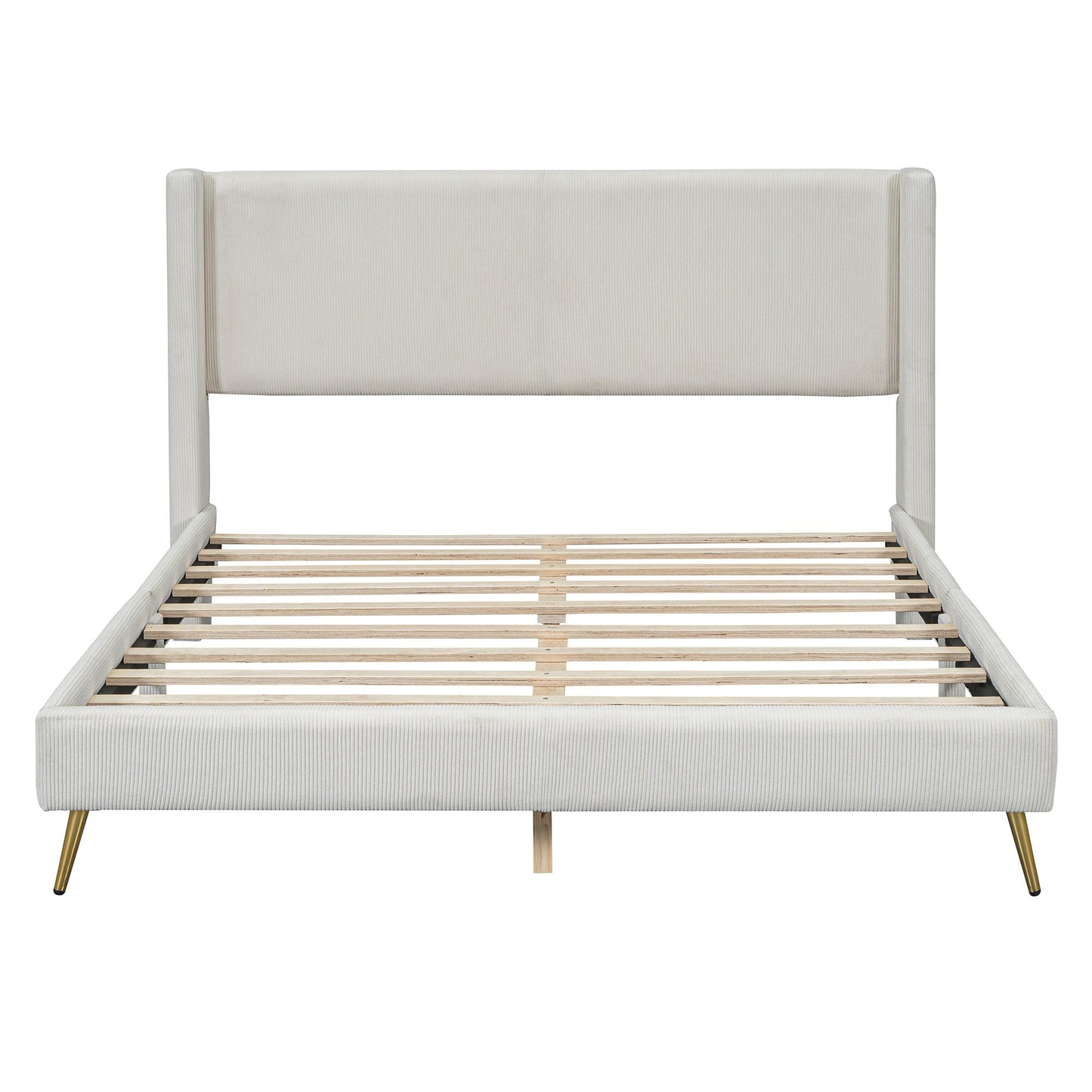 Platform Contemporary Bed With Legs And Upholstered Headboard DreamHaus