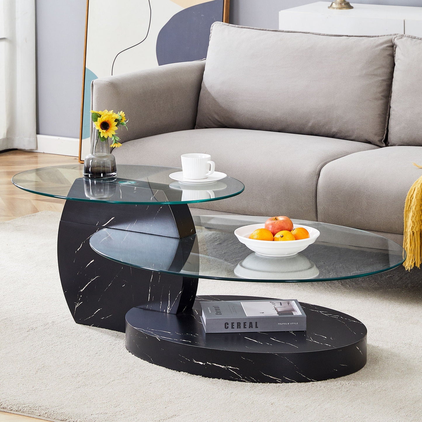 Contemporary Artistic Double Layer Coffee Table Home Essentials