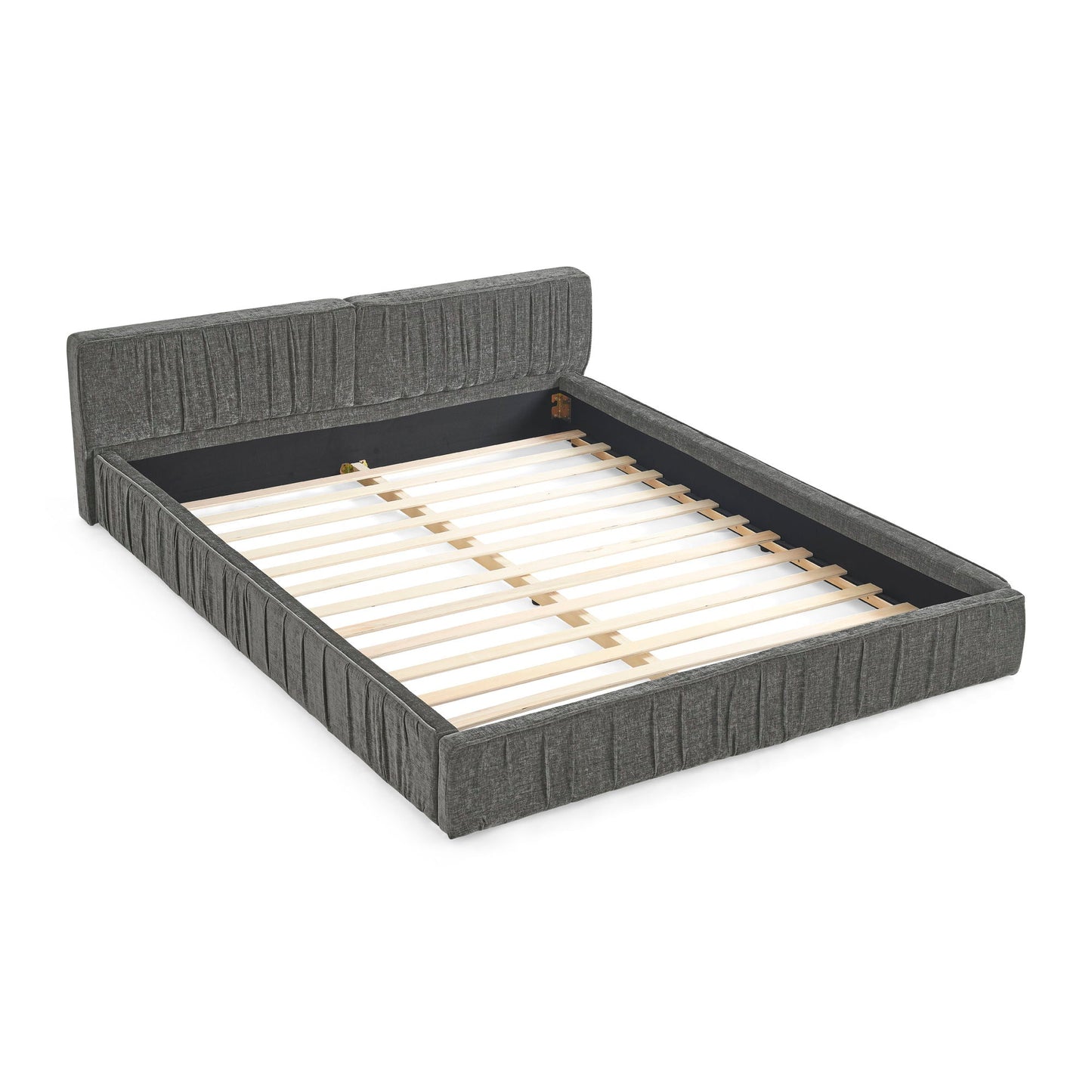 Modern Upholstered Platform Bed Frame With Pleated Design Home Essentials