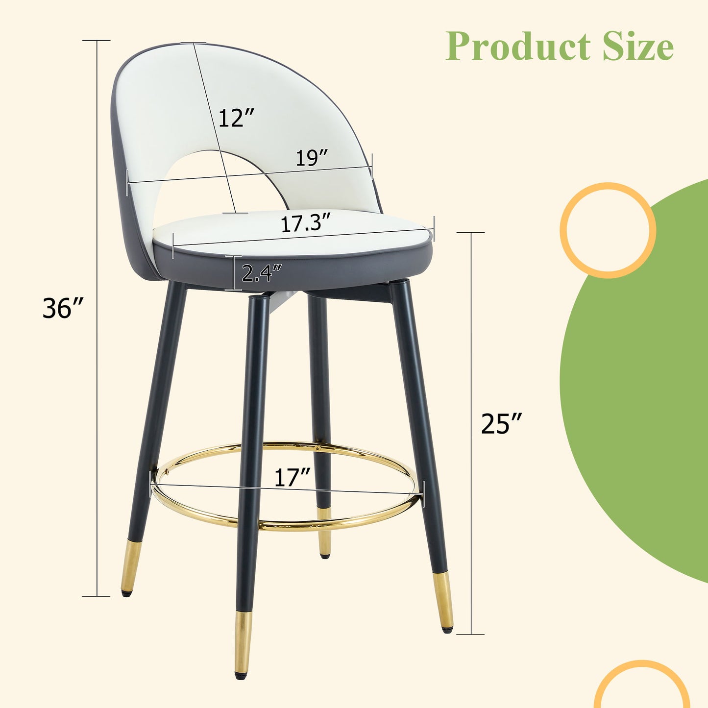 Upholstered Rotatable Bar Chair With Metal Legs For Dining Room Home Essentials