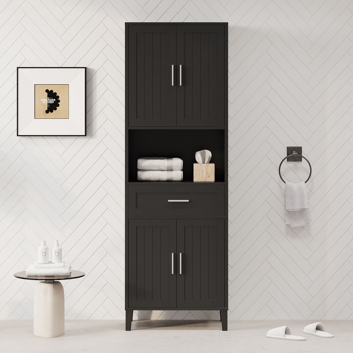 Freestanding Tall Bathroom Cabinet With Soft Close Doors And Adjustable Shelves Hearth and Haven