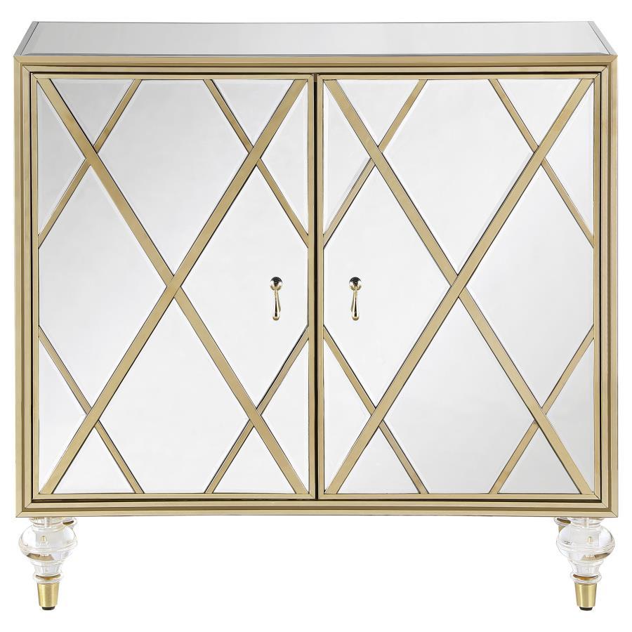 Astilbe - 2-Door Mirrored Accent Cabinet - Silver And Champagne CoasterEssence
