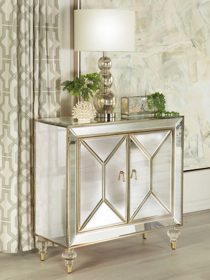 Lupin - 2-Door Mirrored Storage Accent Cabinet - Champagne CoasterEssence
