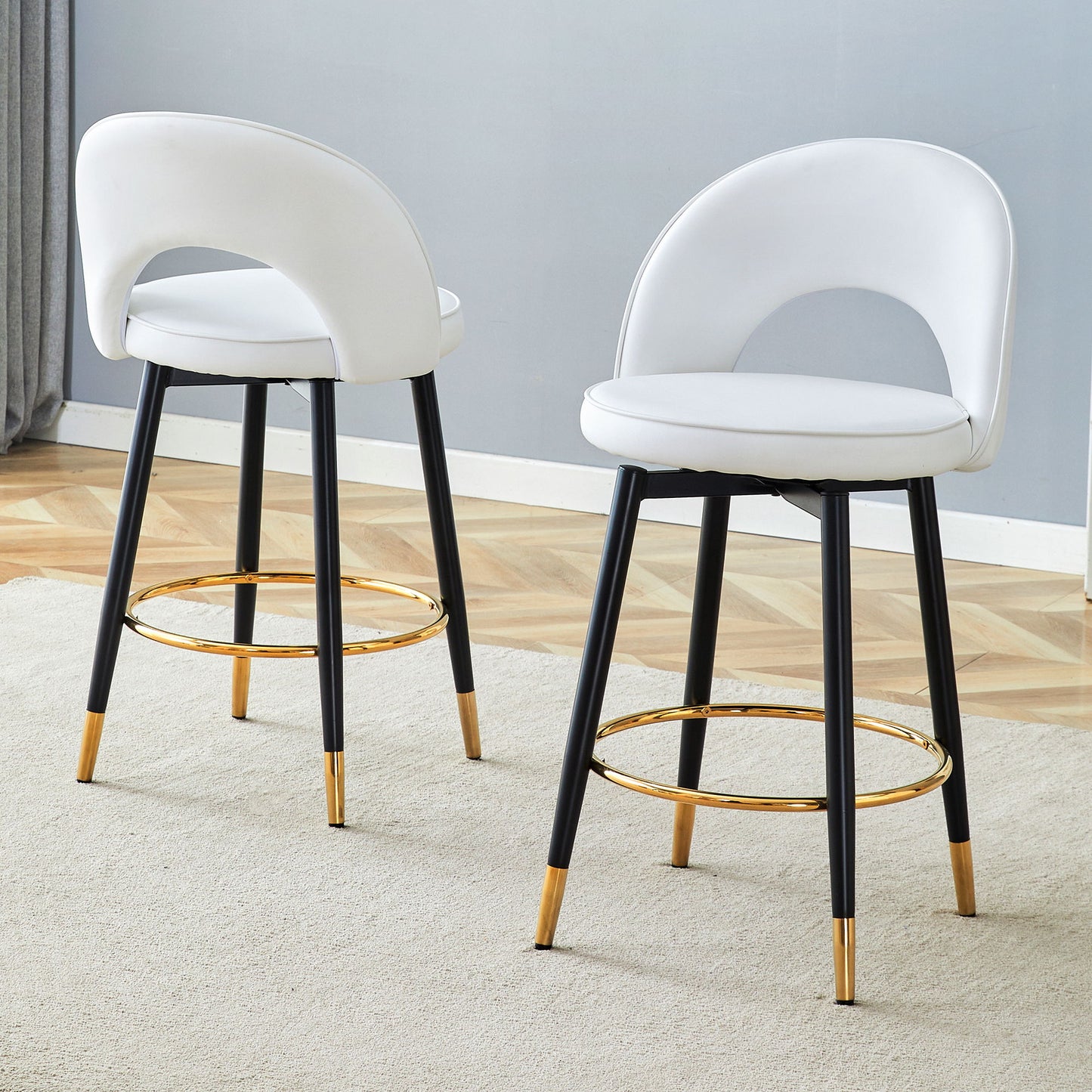 Upholstered Rotatable Bar Chair With Metal Legs For Dining Room Home Essentials