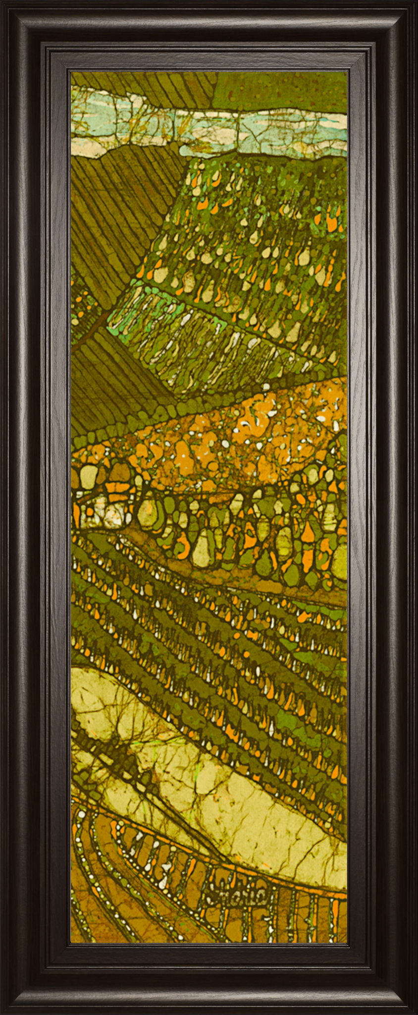 Vneyard Batik Il By Andrea Davis - Framed Print Wall Art - Green Classy Art