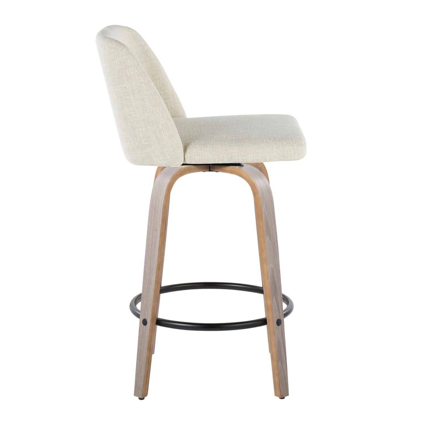 Toriano - Contemporary Fixed Height Counter Stool Swivel & Round Footrest (Set of 2) Lumi Source