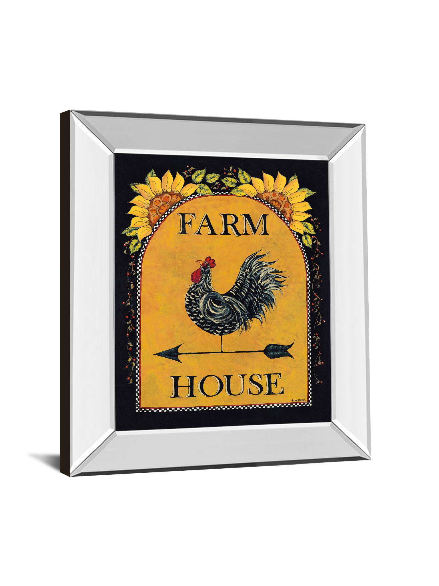 Sunny Farmhouse By Lisa Hillker - Mirror Framed Print Wall Art - Orange Classy Art