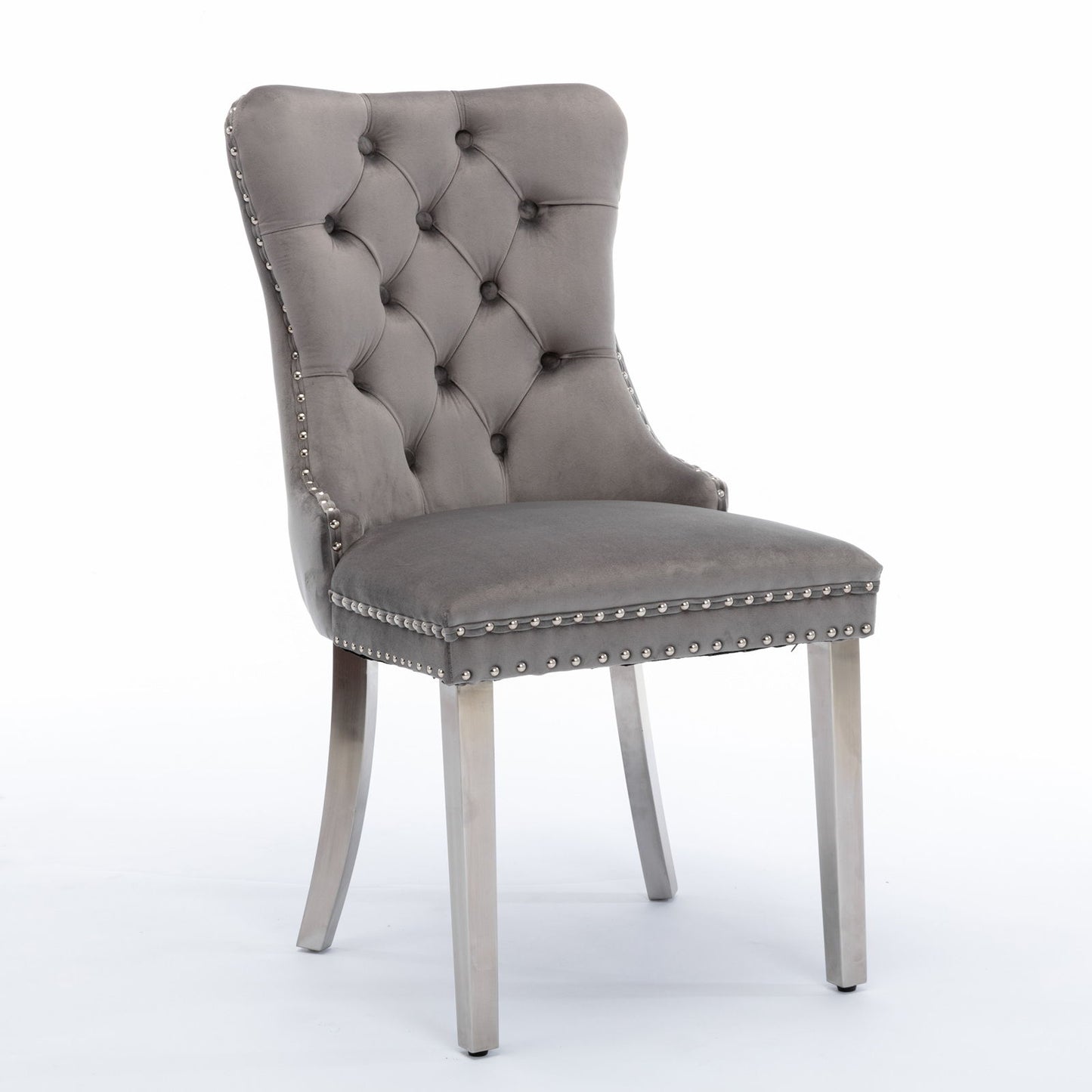 Nikki - Modern, High-End Tufted Solid Wood Contemporary Velvet Upholstered Dining Chair With Chrome Stainless Steel Plating Legs, Nailhead Trim (Set of 2) Home Essentials